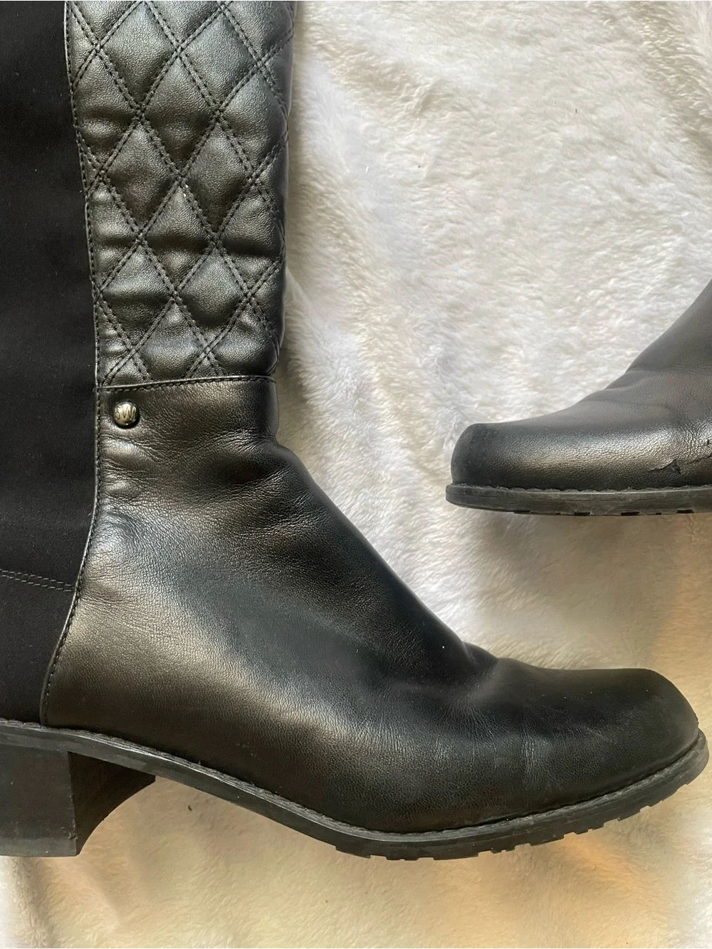 Stuart Weitzman Black 5050 Quilted Over-the-Knee Stretch Boots Sz 7 Riding Boot